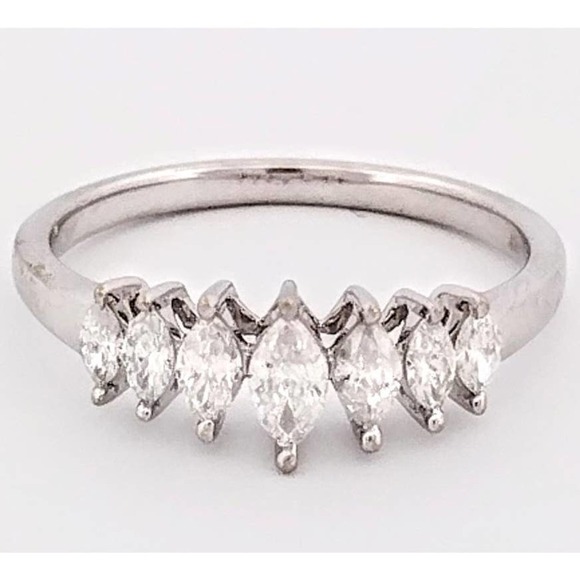 10K Diamond Marquise-Cut Anniversary Band REAL DIAMONDS size6,7,8 - Picture 4 of 12